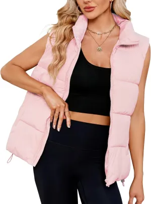 Century Star Puffer Vest for Women's Outerwear Vests Puffy Oversized 2024 Quilted Vest Tops Jackets Coat with Pockets