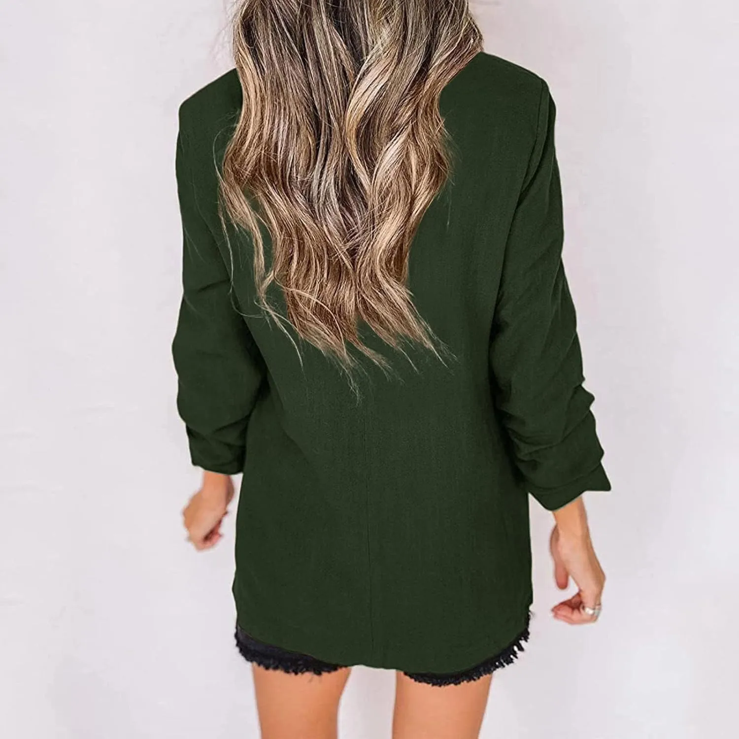 Collarless Blazer Jackets for Women Causal Ladies Blazer Buttonn Dressy Fashion Suit Loose Fit Herringbone Coat