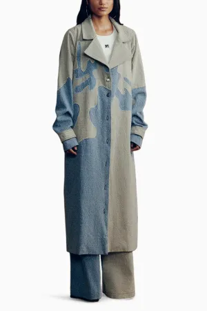 Color Block Applique Trench