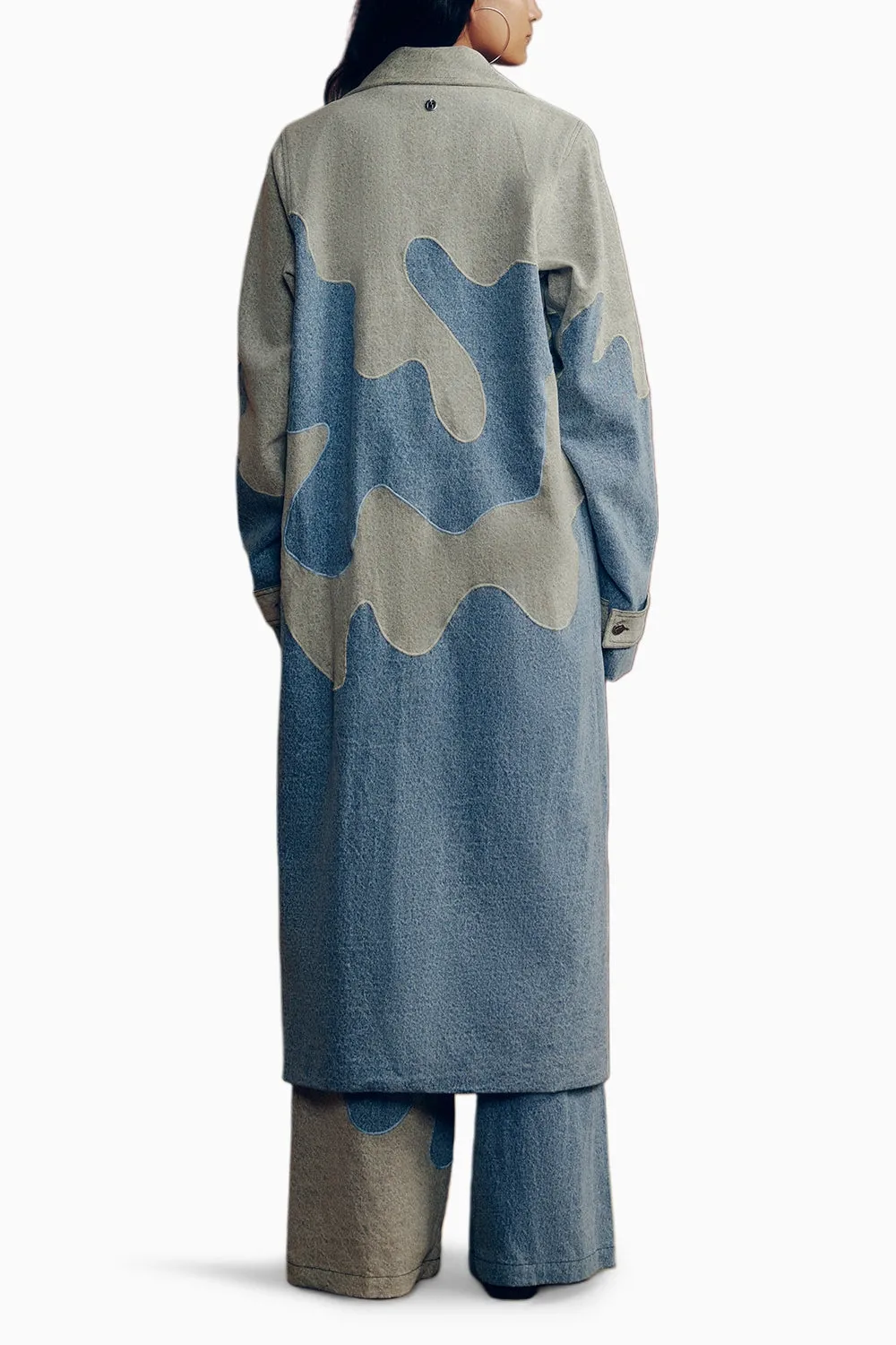 Color Block Applique Trench