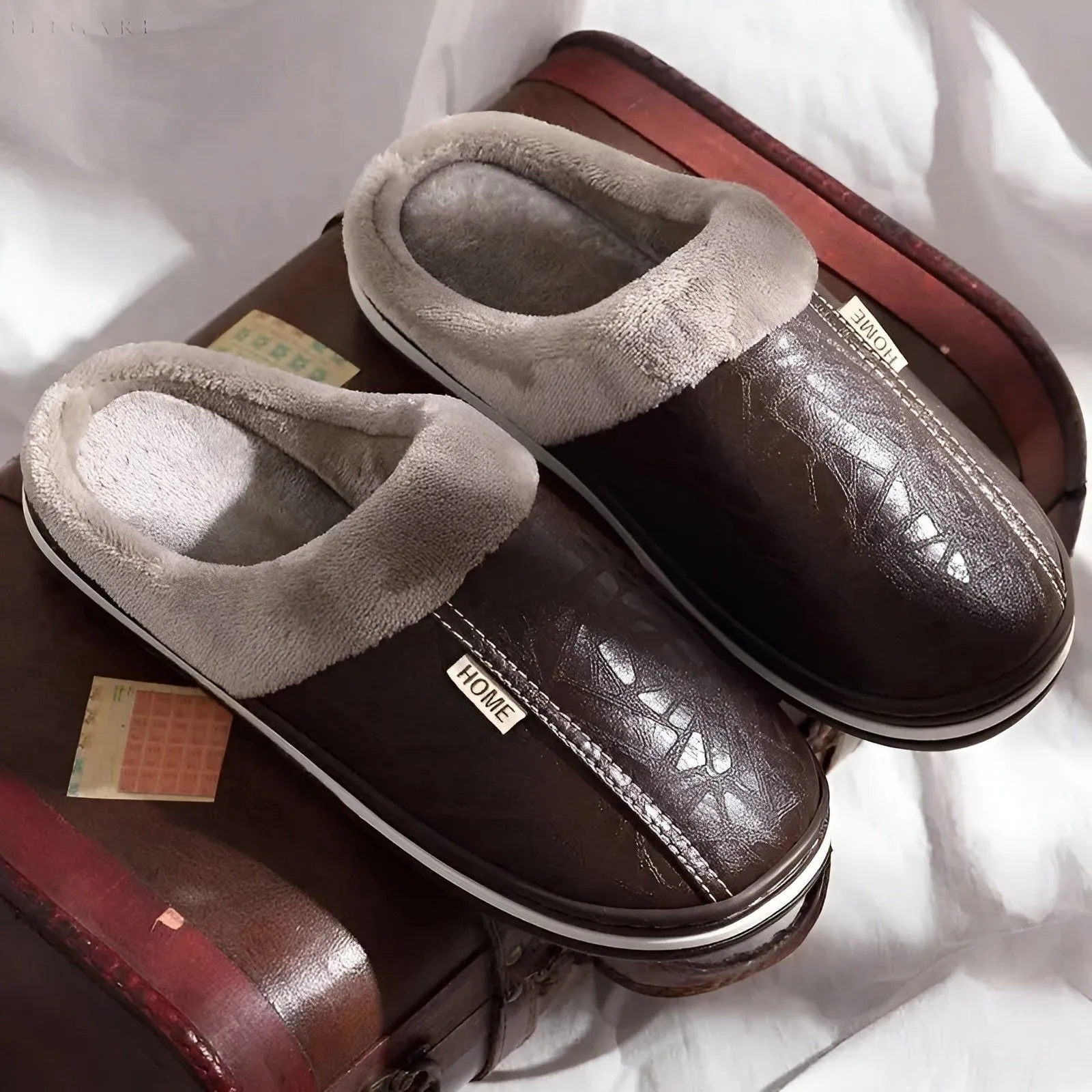 CozyWalk Slippers - Lässige Wasserdichte Vegan Leder Herren Hausschuhe