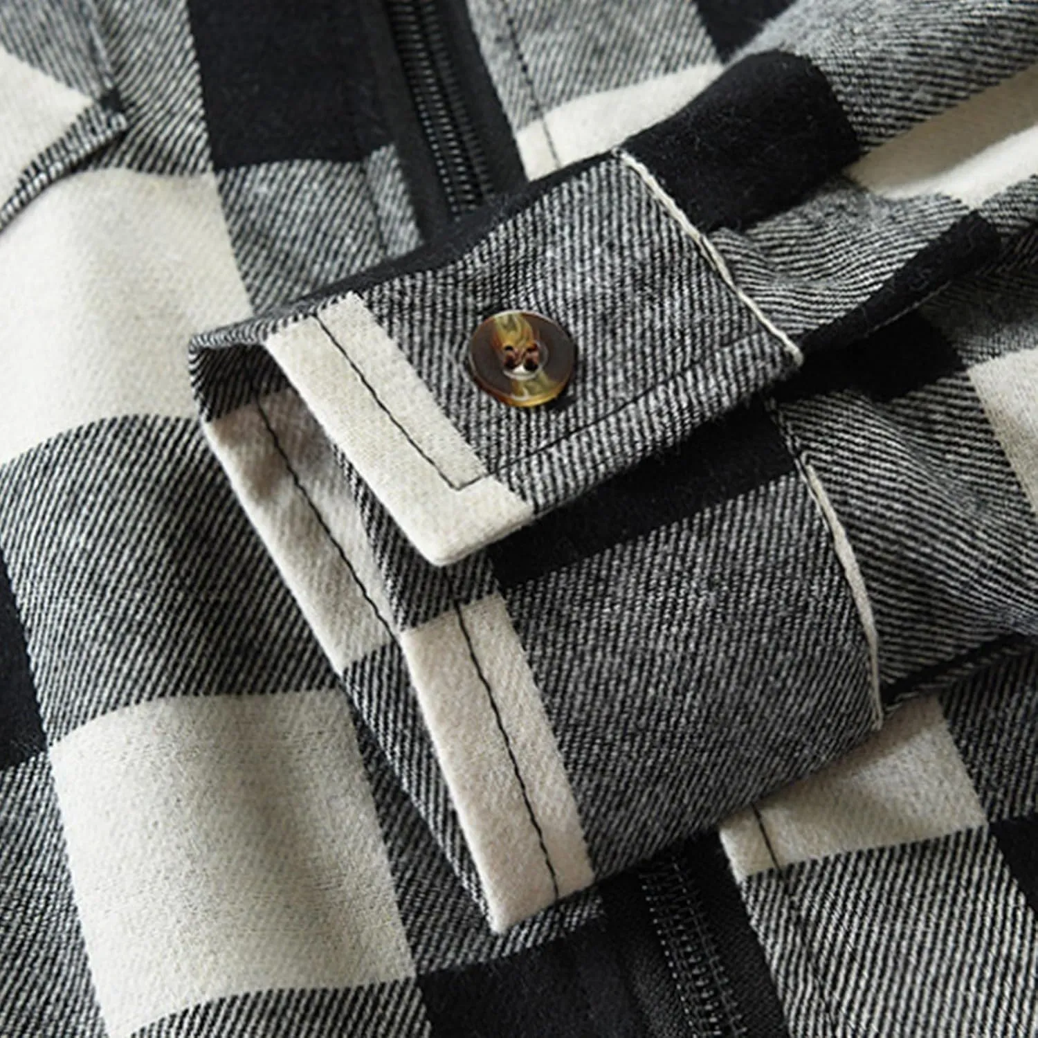 Flannel Hoodies Jackets for Men Long Sleeve Slim Zip Up Plaid Shirt Jacket Fall Lightweight Hooded Coat with Pocket