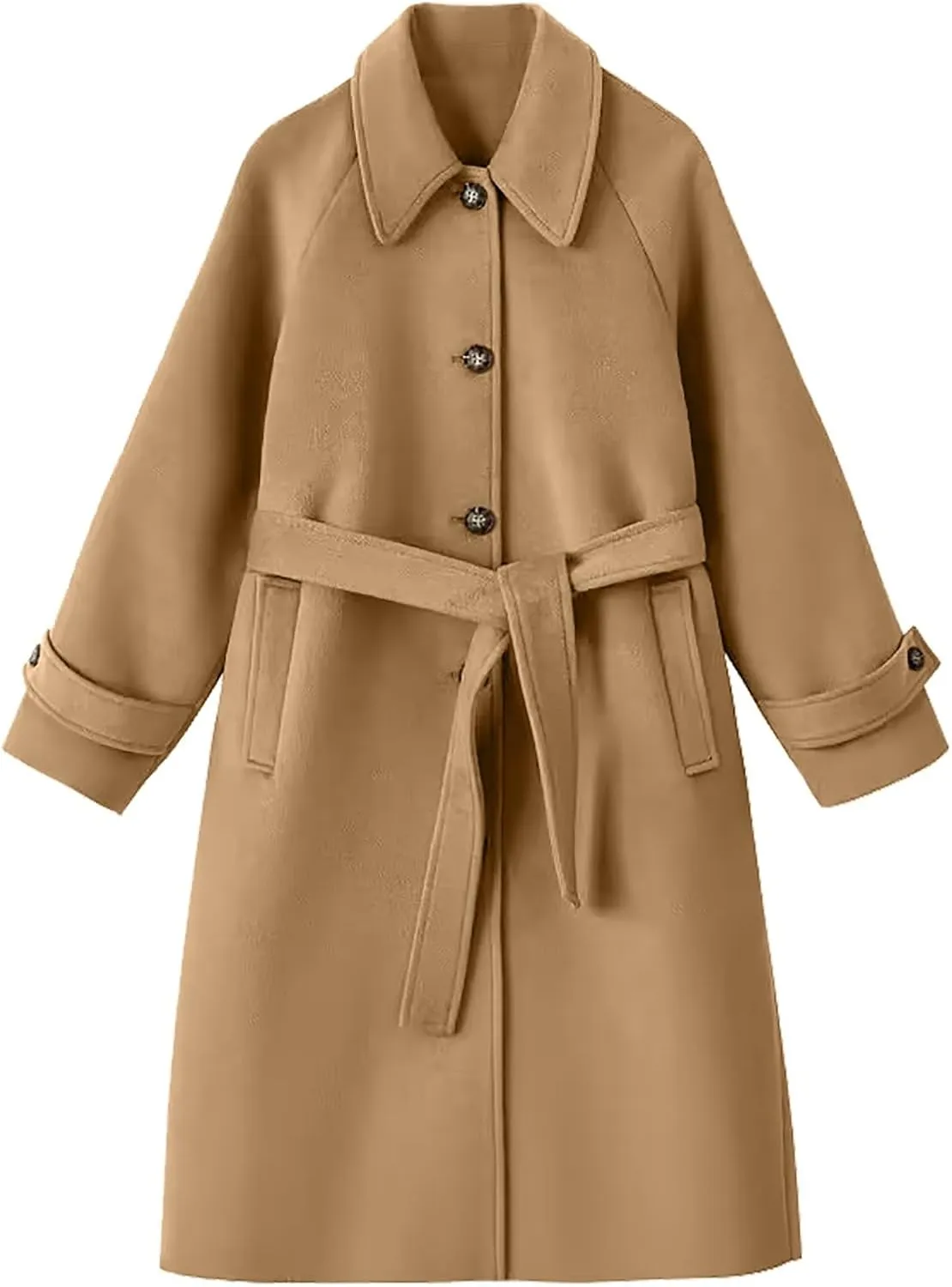 Jackets for Women Long Sleeve Button Down Coats Chunky Wool Lapel Overcoats Oversized Windproof Pea Outerwear