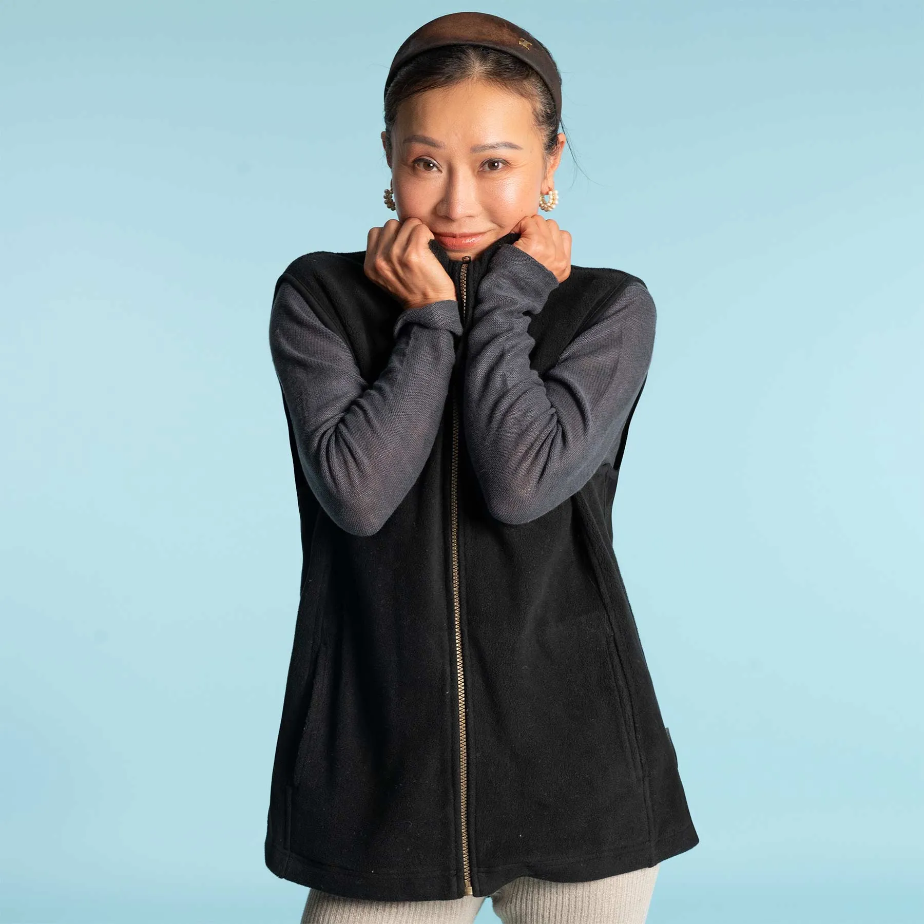 LAKE TAHOE  100% Organic Cotton Fleece Zippered Vest (2 Side Pockets) (YKK Zippers, OC Thread Option)