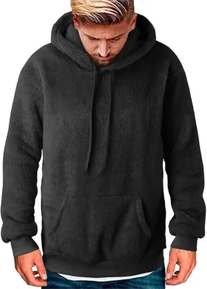 Mens Fleece Jacket, Men's Zip Up Hoodie Heavyweight Winter Sweatshirt Fleece Sherpa Lined Warm Thicken Jacket Coats