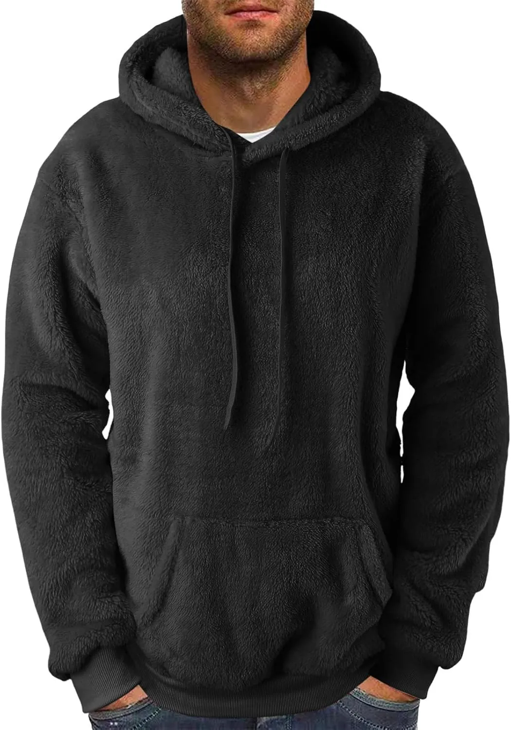 Mens Fleece Jacket, Men's Zip Up Hoodie Heavyweight Winter Sweatshirt Fleece Sherpa Lined Warm Thicken Jacket Coats