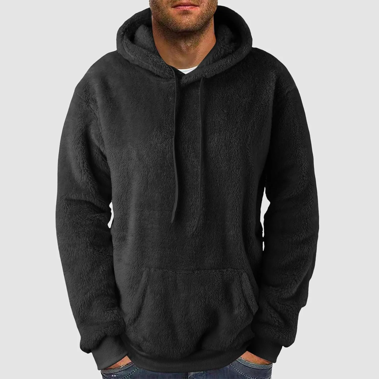 Mens Fleece Jacket, Men's Zip Up Hoodie Heavyweight Winter Sweatshirt Fleece Sherpa Lined Warm Thicken Jacket Coats