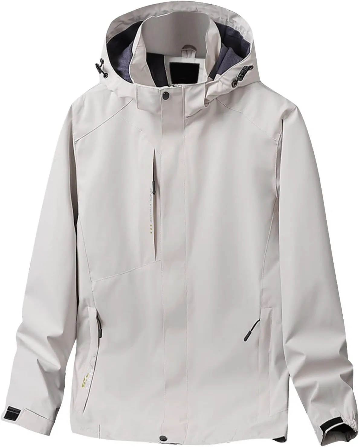 Men's Lightweight Waterproof Rain Jacket Detachable Hoodie Zip Up Raincoat Solid Hiking Windbreaker Shell Jacket