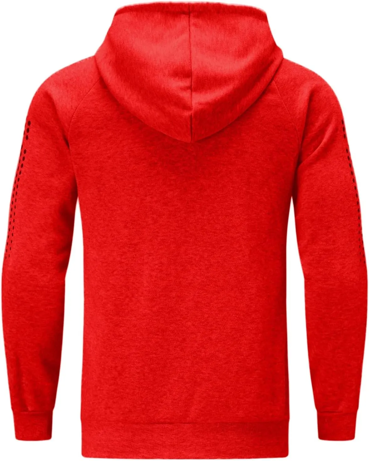 Men's Long Sleeve Hoodie Jacket Dot Printed Zip Up Solid Color Coat Casual Stylish Sport Outwear with Pocket