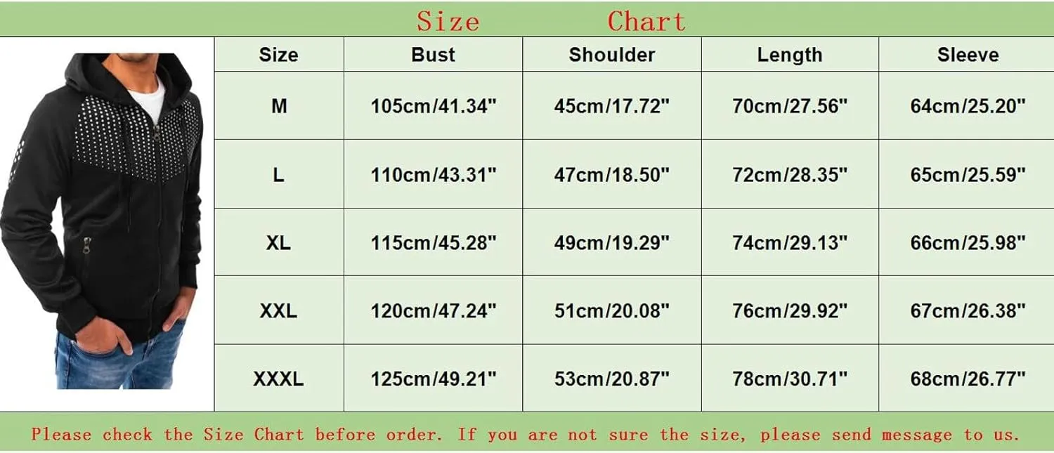 Men's Long Sleeve Hoodie Jacket Dot Printed Zip Up Solid Color Coat Casual Stylish Sport Outwear with Pocket