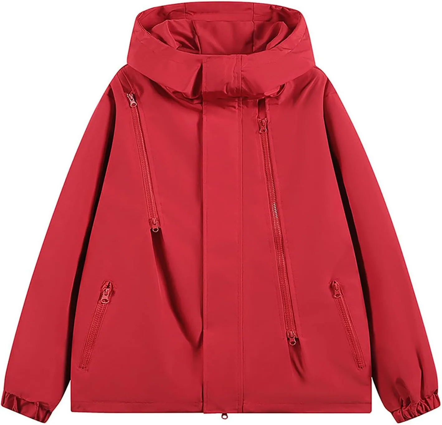 Men's Waterproof Rain Jacket Hoodie Solid Lightweight Windbreaker Softshell Jacket Casual Outdoor Athletic Outwear