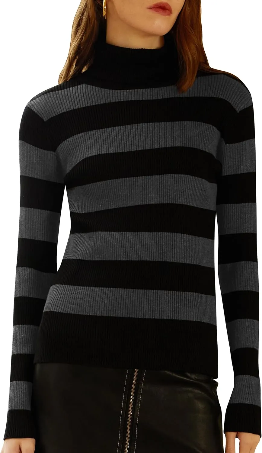 ninovino Women's Turtleneck Ribbed Long Sleeve Sweater Pullover Tops