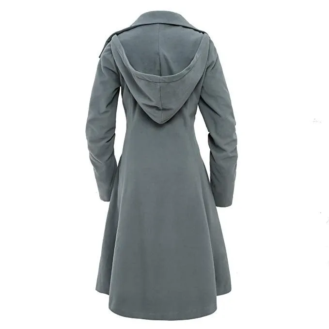 Plus Size Asymmetric Turn Down Collar Button Coat Overcoat