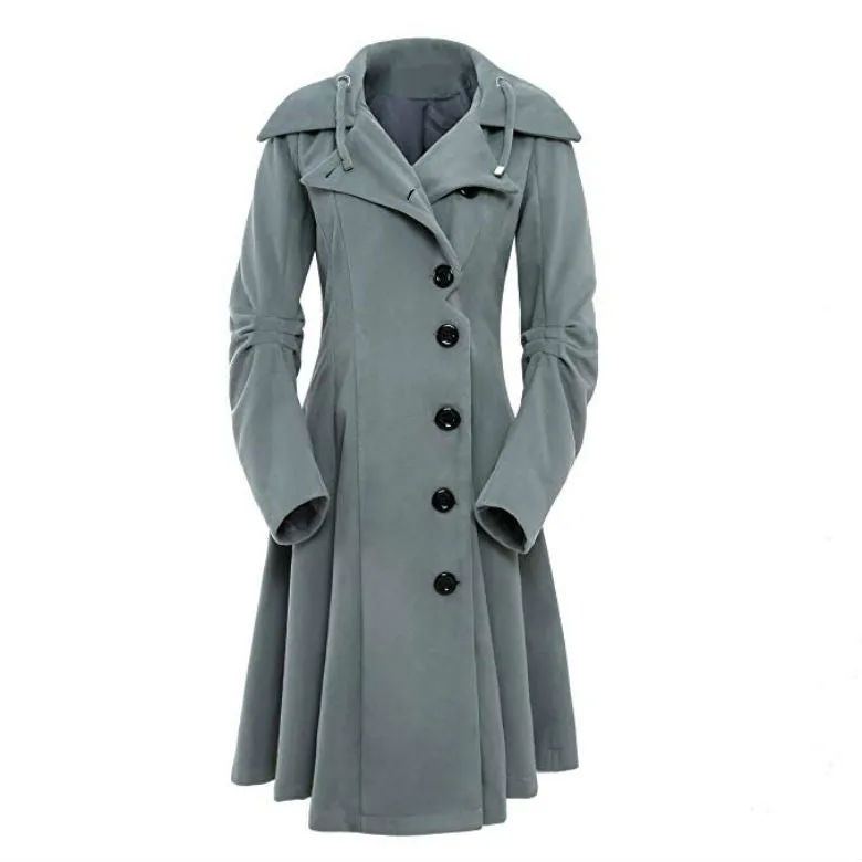 Plus Size Asymmetric Turn Down Collar Button Coat Overcoat