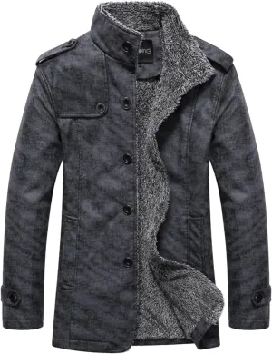 QWENTMTNTY Mens Winter Casual Faux Suede Leather Jacket Thicken Shearling Coat Overcoat Warm Sheepskin Jacket with Pockets