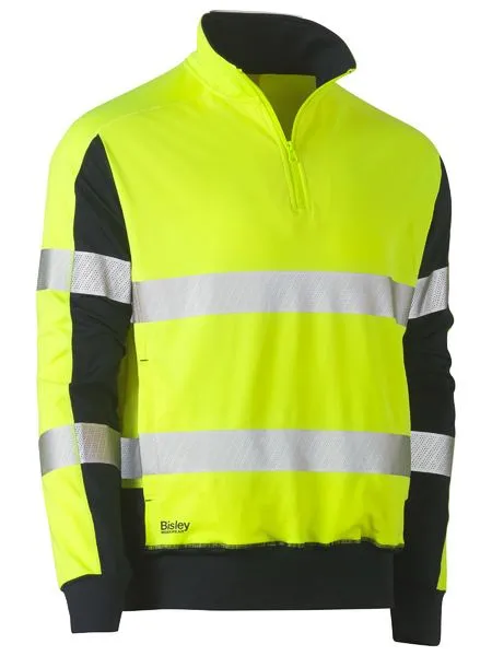 Taped Two Tone Hi Vis Contrast Stretchy 1/4 Zip Pullover - BK6817T