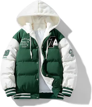 Teen Boys Puffer Jacket, Padded Full Zip Hooded Winter Jackets Big and Tall Packable Down Jacket Sports Quilted Shirt Jacket