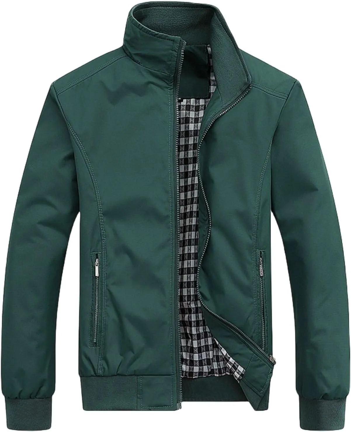 Thatrich Men's Sports Shell Jacket Lightweigh Flannel Lined Windbreaker Slim Fit Zip Up Jacket Casual Outwear Bomber Jackets