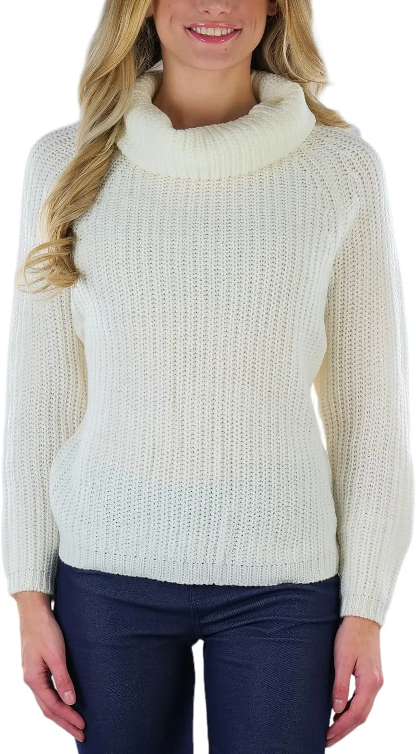 ToBeInStyle Women's Classic Knit Fold Over Turtleneck Pullover