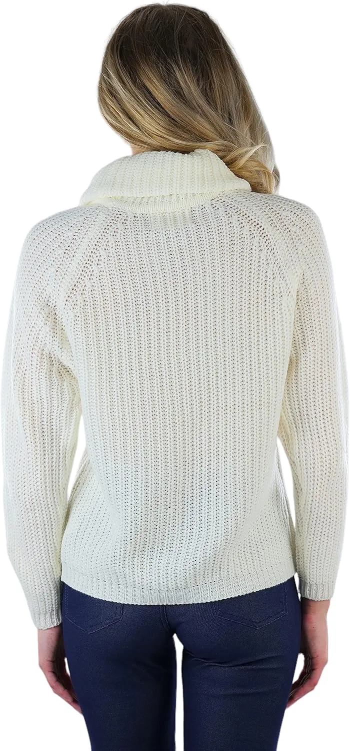 ToBeInStyle Women's Classic Knit Fold Over Turtleneck Pullover