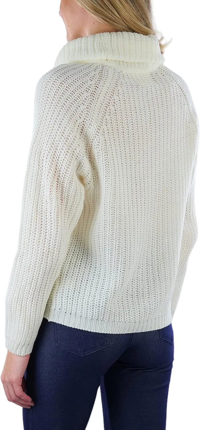 ToBeInStyle Women's Classic Knit Fold Over Turtleneck Pullover